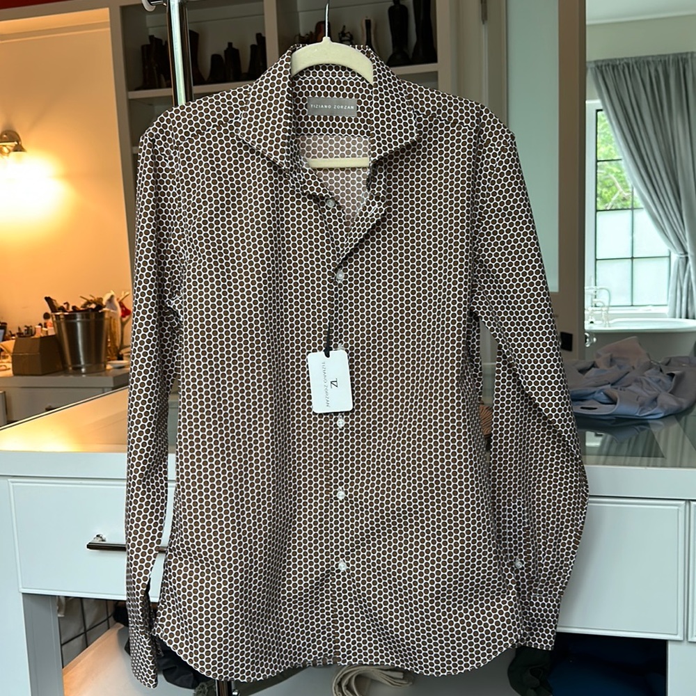 NWT Men’s Tiziano Zorzan Brown Print Shirt